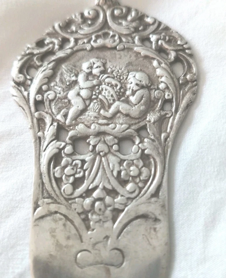 Querubim Sterling Putti rococó vitoriano início dos anos 1900 raro servidor de bolo de pastelaria raro - Imagem 2 de 4