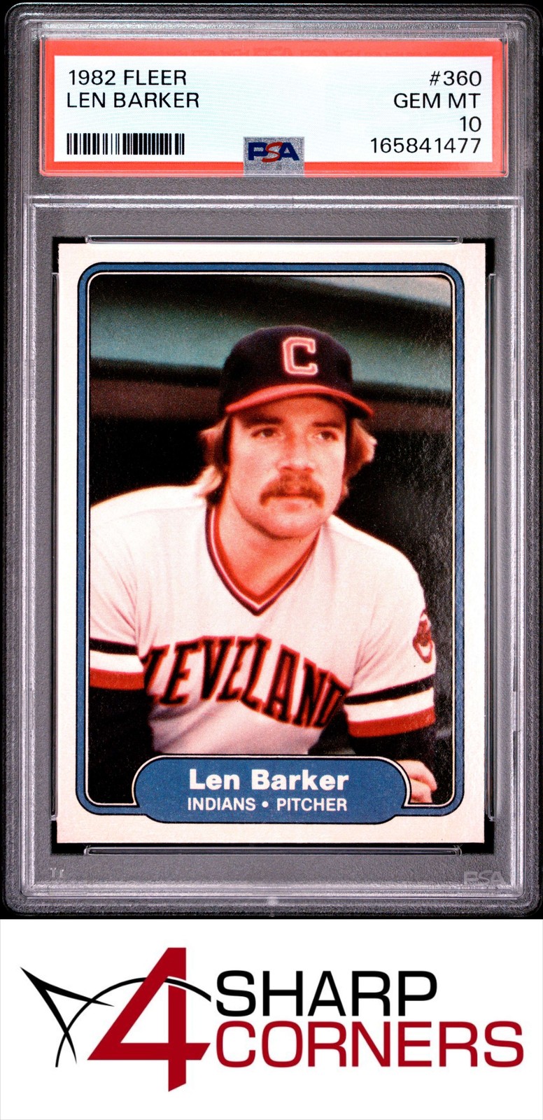 1982 FLEER #360 LEN BARKER INDIANS POP 6 PSA 10