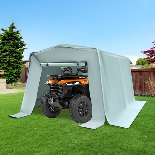 Motorcycle Outdoor Storage Shed, Carport with Roll-up Door - Picture 13 of 15
