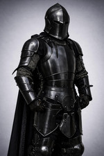 Wearable Black Barbuta Knight Armor Suit  18 Gauge Steel, LARP Cosplay