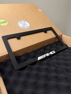 AMG Black-White Design 3D Performance License Plate Frame-Fits Mercedes Models