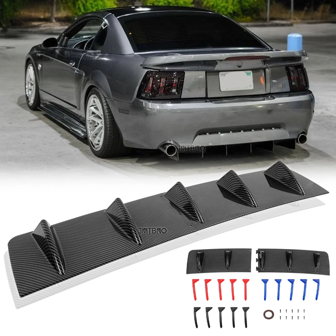 GOODFITMENT Rear Bumper Diffuser For 1999-2004 Ford Mustang - 5-Fin Shark Style, Carbon Fiber Look, PP Polyurethane