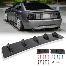 Rear Bumper Diffuser Lip Fins Spoiler Splitter Carbon For Ford Mustang 1999-2004