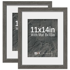 VCK 11x14 Picture Frame 2 Pack - Grey, High-End Wood Poster Frames with Tempe...