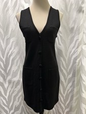 Carole Little Petite Black Wool Blend Sleeveless Stretch Sweater Knit Dress PP