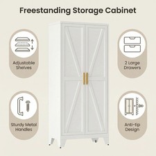 71" Metal Tool Storage Cabinet Garage Organizer with 2 Doors