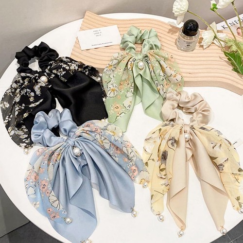 4PCS Bow Silk Hair Scrunchies Hair Ties with Bows and Pearl Desgin Satin Hair... - Picture 6 of 6