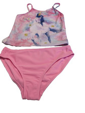 Wonder Nation Girls PinkUnicorn Swim Tankini, 2-Pc. Sz L 10-12 , w/UPF-50 
