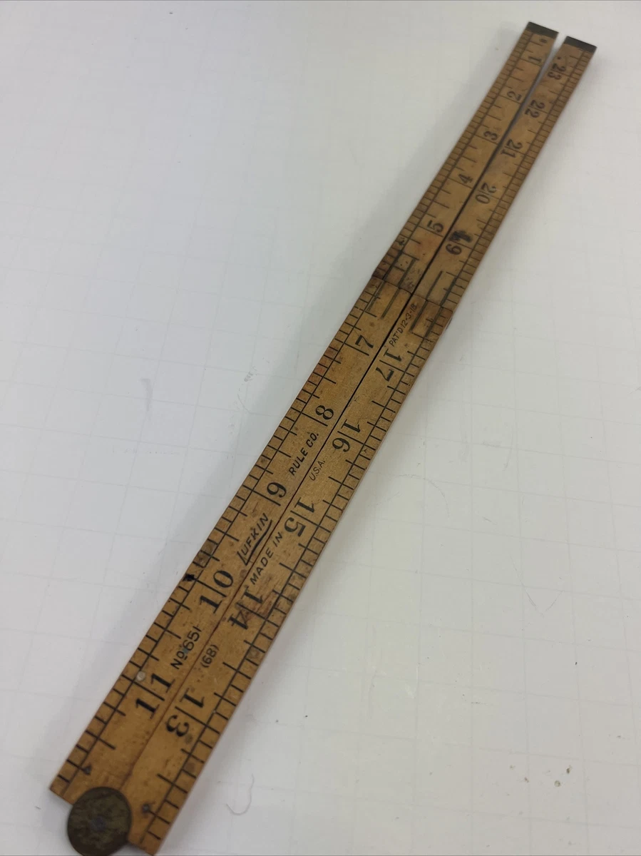 Vintage Lufkin No.651 Warranted Boxwood Folding 24 Ruler Pat d 12.3.1918