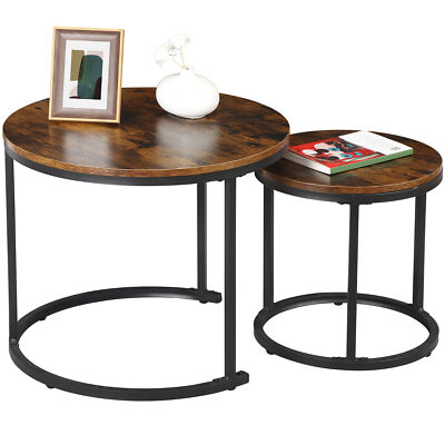 Modern Nesting Coffee Table Set of 2 Round Accent Coffee Table for Living Room