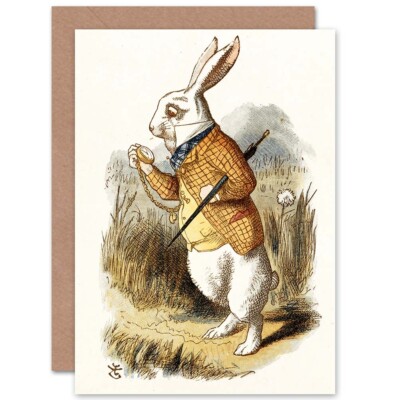Geburtstag Tier der weiße Hase Blanko Grußkarte mit Umschlag