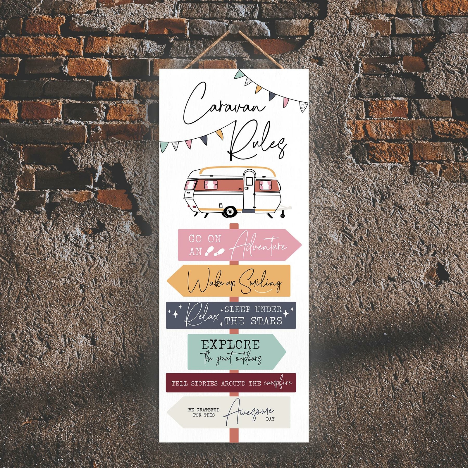 CARAVAN RULES SIGN CAMPER CARAVAN CAMPING THEMED HANGING PLAQUE
