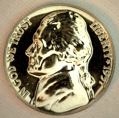 1957 Proof Jefferson Nickel 5c Five Cent Coin USA 5 Cents