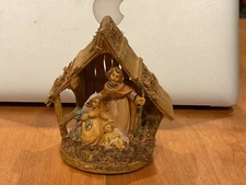 80S FONTANINI 5” NATIVITY MANGER MARY JOSEPH BABY JESUS VINTAGE PERFECT CONDITIO