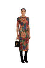 FARM RIO Stitched Flower Print Ecovero Viscose Women's Midi Dress Size Small NSC
