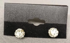 Vintage Sparkling Clear Crystal Earrings Disco Ball Pierced