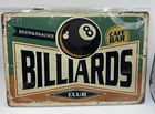 Billiards Club 8 Ball Tin Sign 12x8 Vintage Style Pool Room Decor