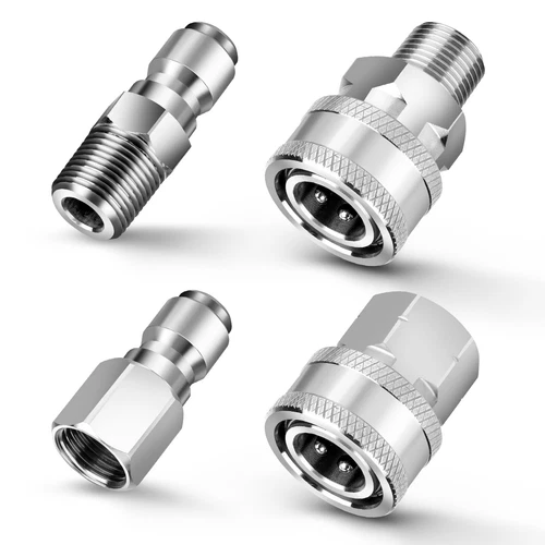 4Pcs NPT 3/8 Inch Pressure Washer Adapter Stainless Steel Quick Connect Fitting - Bild 3 von 10