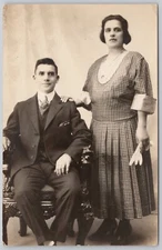 Man & Woman 1922 Portrait US Real Photo Postcard RPPC