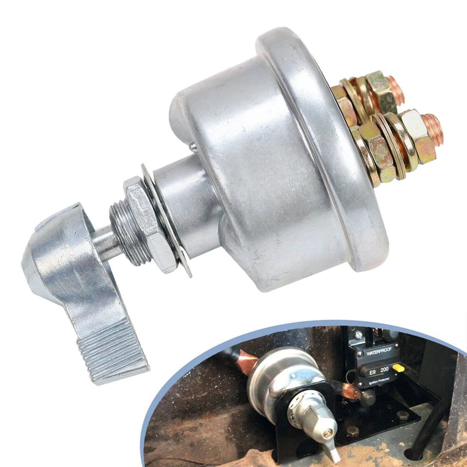 Interruptor de desconexión de batería maestro 12V 2 postes SPST Kill Cut-Off Nascar barco marino Foto 3 de 4