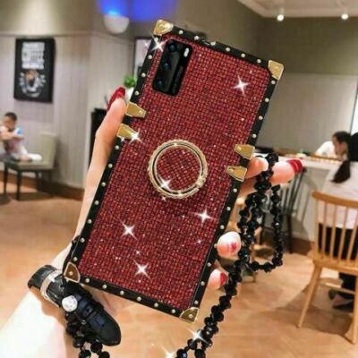 For iPhone 17 Pro Max 16 15 14 13 12 Pro X Luxury Bling Leather Metal Case Strap