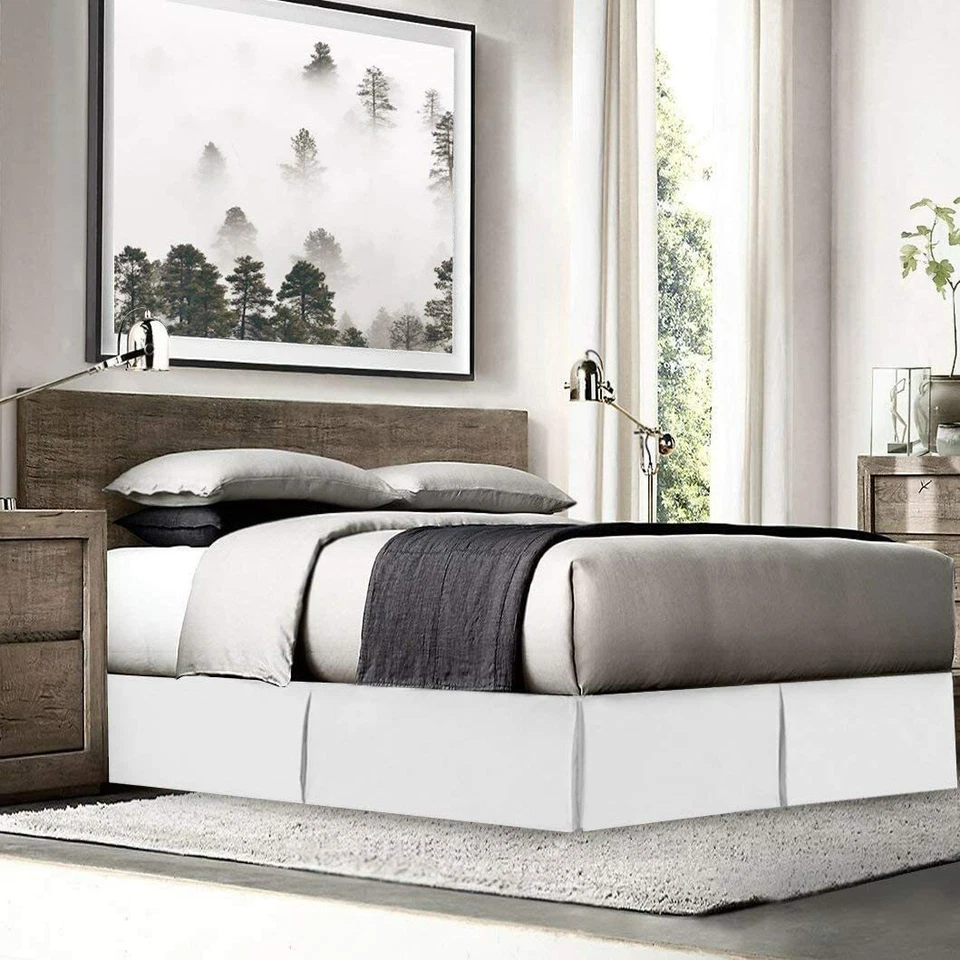 Египетский хлопок коробка плиссированные кровати юбка 600TC королева размер белый твердый 12'' падение - Изображение 4 из 4