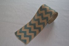 5.5" wide Green Chevron Printed Burlap Ribbon 10 yards Free Shipping