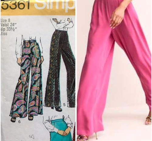 vintage années 1970 pantalon jambes larges, jupe motif couture simplicité 5361 taille 8 - Photo 1 sur 5