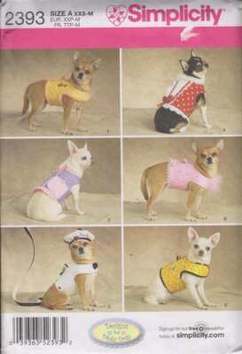 2393 SIMPLICITY DOG CLOTHES SZ XXS-M TOO CUTE!!!