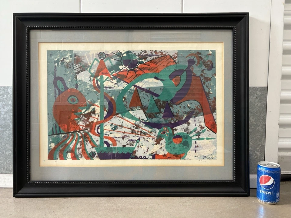 🔥 RARE Vintage Modern 1960s Abstract Surrealist Lithograph Print - BEDWELL - Image 3 of 4