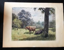Isidore Jules BONHEUR "Vache" 1901 Aquarelle