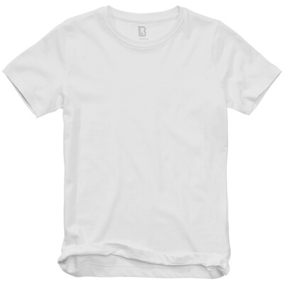 Brandit Kids T-Shirt Breathable Cotton Straight Cut Childrens Crew Neck White
