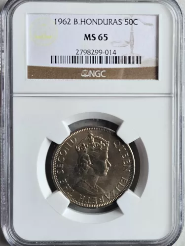 British Honduras 50 Cents 1962 NGC MS 65
