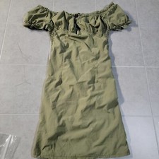 Fashion Nova Womens Green Puff Sleeve Square Neck Stretch Bodycon Dress Size XS