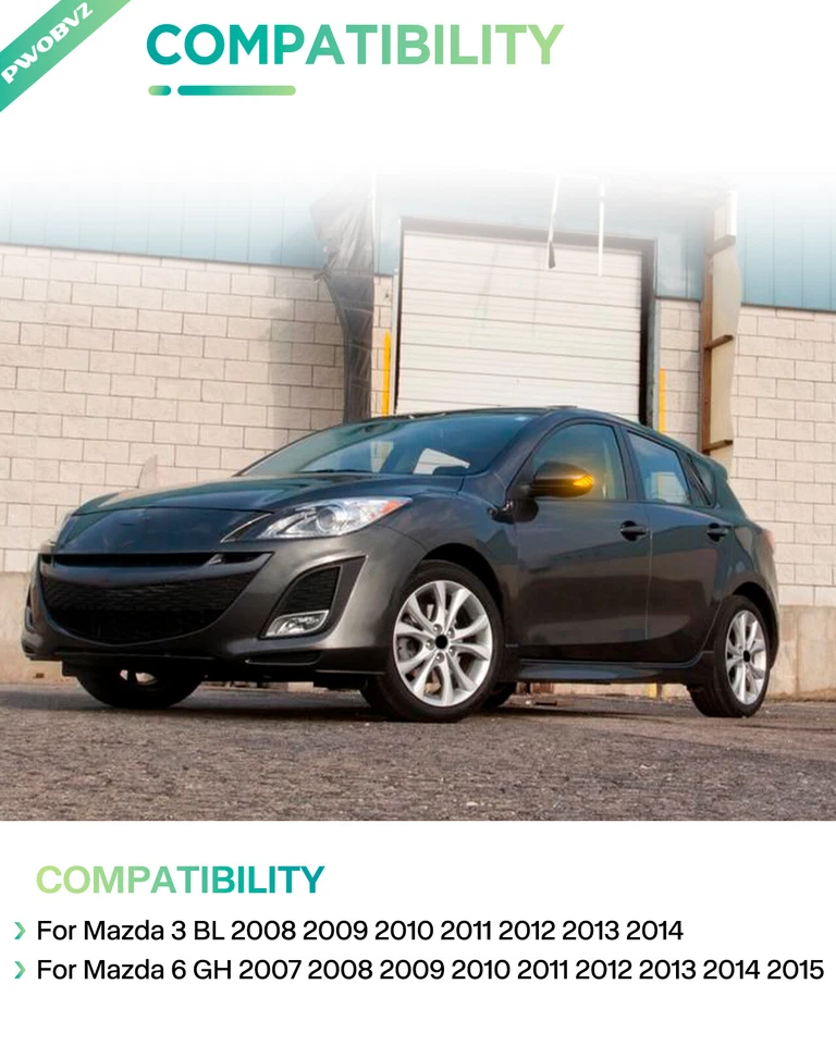 For Mazda 3 BL 2008-2014 6 GH 2007-2015 Dynamic 2x LED Mirror Turn Signal Light - Imagem 4 de 4