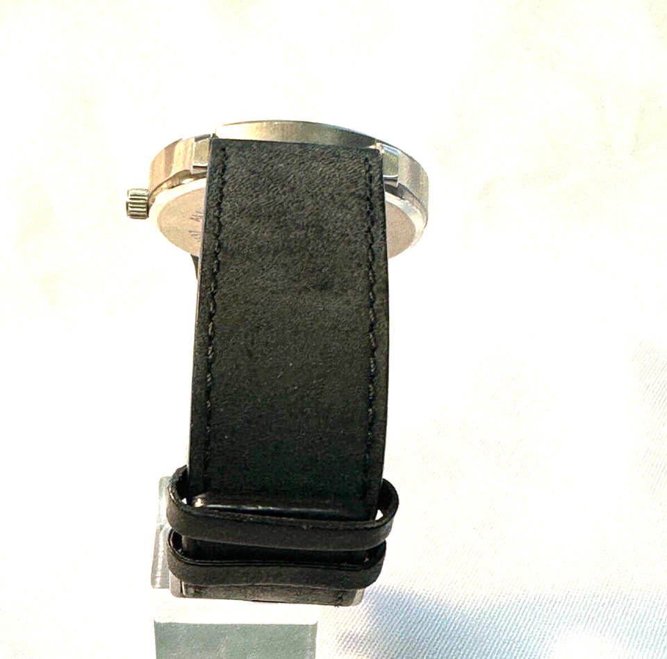 Men’s MVMT Black M37 45mm Stainless Steel Watch Date Leather Band New