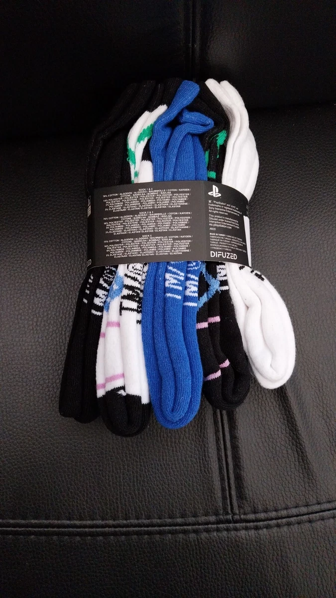 Primark Hombres PlayStation Licencia Oficial Crew Calcetines 5 Pares Algodón Regalo Reino Unido 6/8