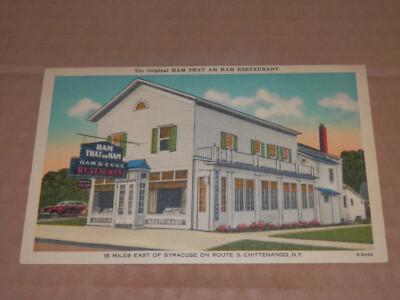 CHITTENANGO NY - 1930-1950 ERA UNUSED POSTCARD - HAM THAT AM HAM RESTAURANT