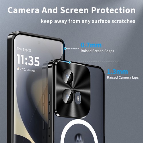 For Motorola MOTO Edge 2024, Magnetic Aluminum Metal Bumper Glass Cover Case - Picture 13 of 21