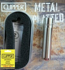 Accendino clipper originale in metallo misura mini ARGENTO SPAZZOLATO con custodia cromata nuovo