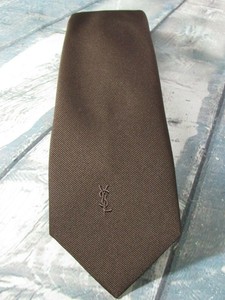 Yves Saint Laurent Mens Necktie Tie Ysl Monogram Brown Ebay