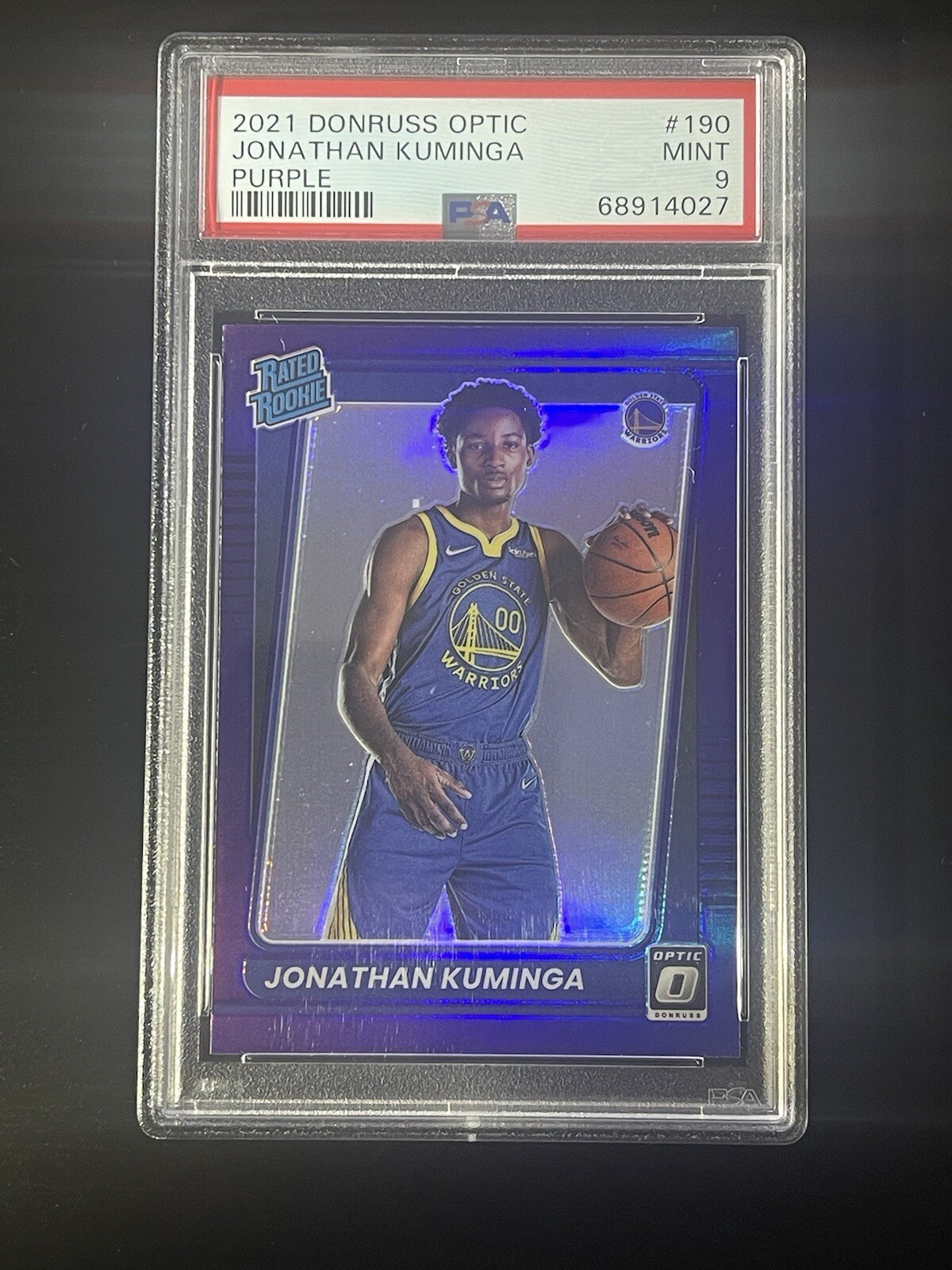 2021 Donruss Optic Purple Rated Rookie #190 Jonathan Kuminga PSA 9