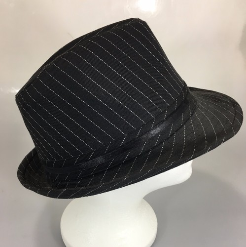 Sombrero Fedora Ubi Negro Blanco Rayas Talla Única Ala Tacaña 22 1/2" NUEVO - Imagen 3 de 6