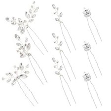 9 Pieces Wedding Hair Pins for Bridal Silver Rhinestone Hair Pins Wedding Set 2