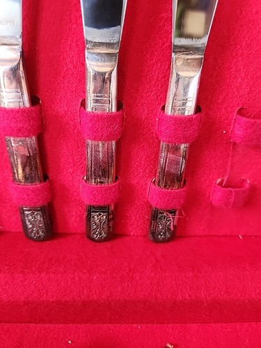 Vintage ROYAL SAXONY SILVER PLATE FLATWARE IN STORAGE CHEST Service For Six - Picture 6 of 9