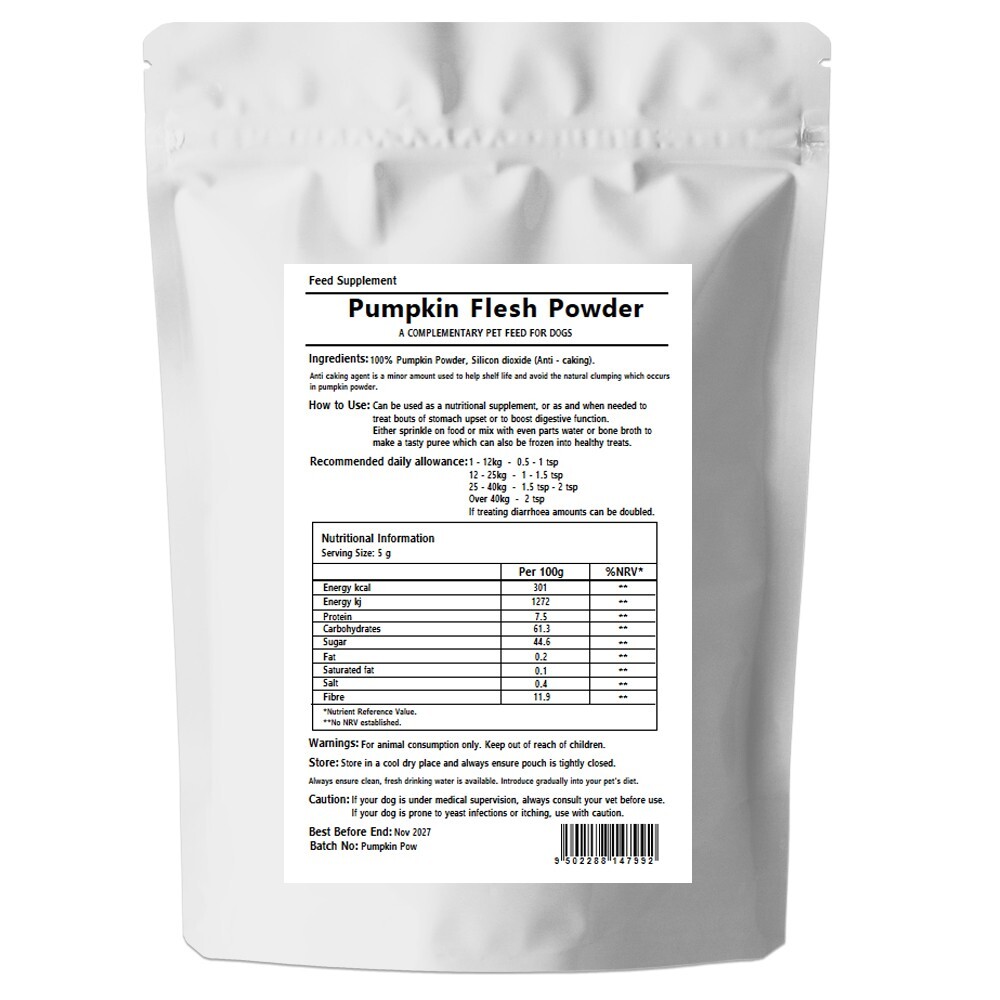 Pumpkin Powder for Dogs 175g - 100% Pumpkin Flesh, NO Fillers Natural - Vitamal