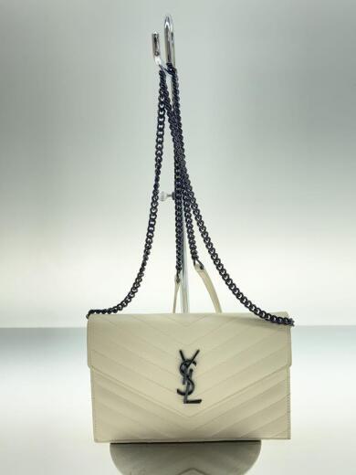 Borsa a tracolla Saint Laurent bianca YSL catena portafoglio pelle matelasse dal Giappone