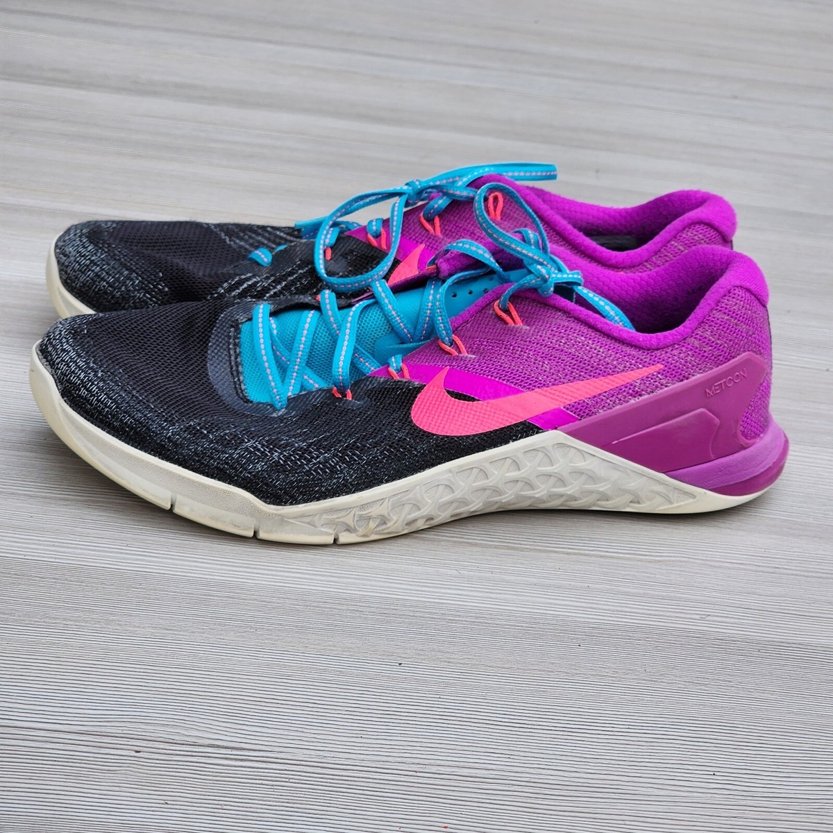 Nike Metcon Women's Size 10 42 Black Purple Cross Training Shoes Bright  Neon