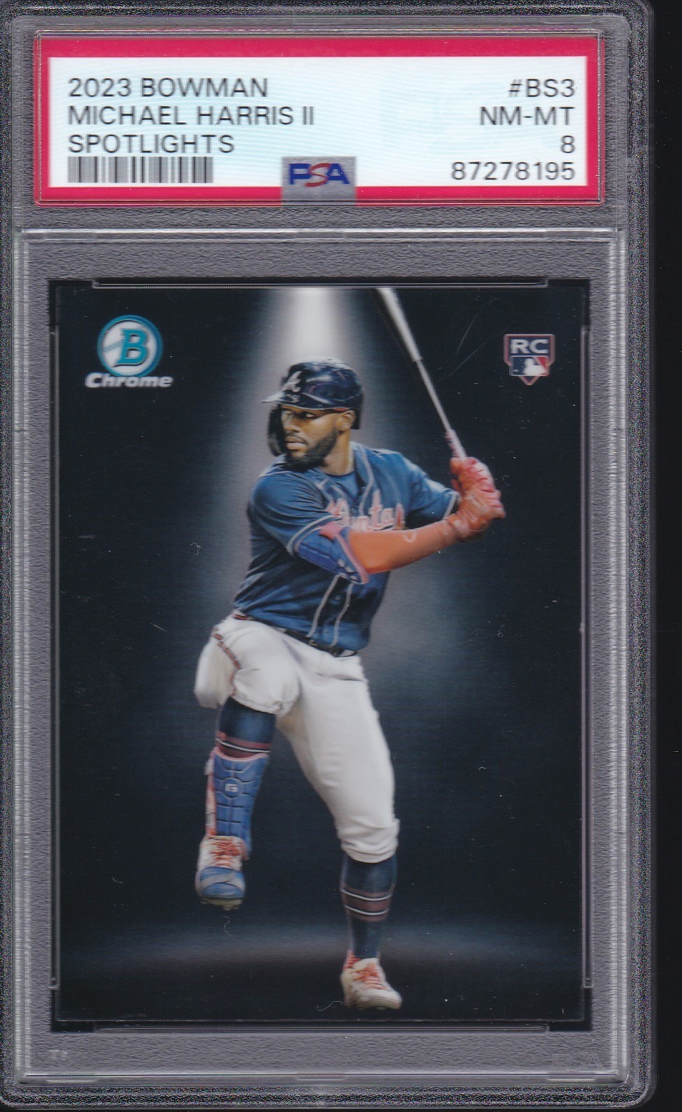2023 Bowman #BS-3 MICHAEL HARRIS II RC Spotlight Insert ROOKIE MT Graded PSA 9