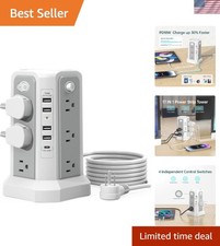 Compact 10FT Surge Protection Power Strip Tower with 12 Outlets  5 USB Ports
